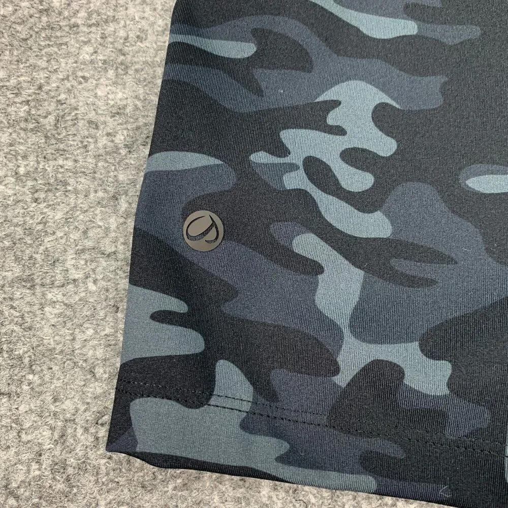 CRZ Yoga Short Womens S Small Black Camo Mid Rise Drawcord Wicking Pockets